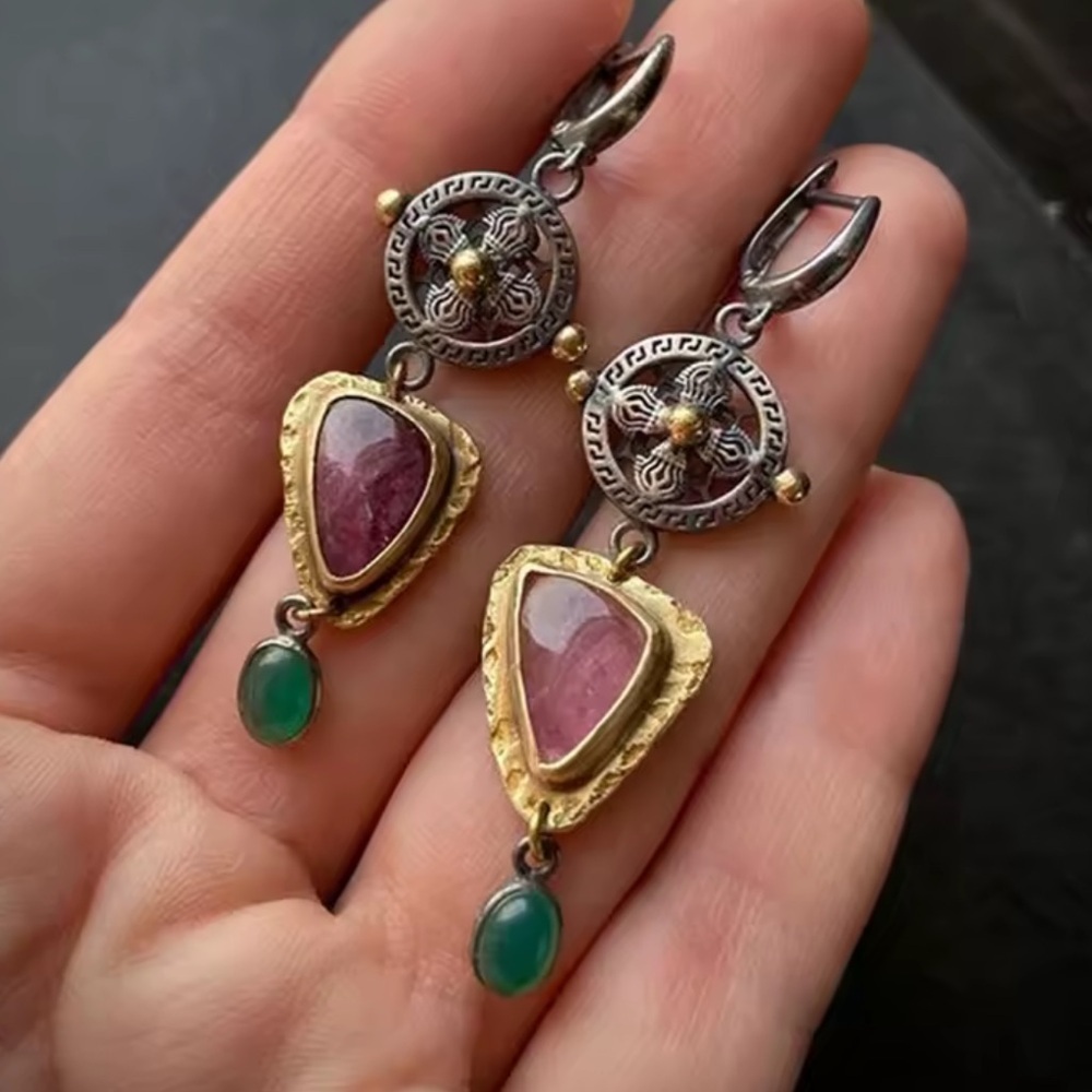 Vintage Gold and Silver Dangle Earrings